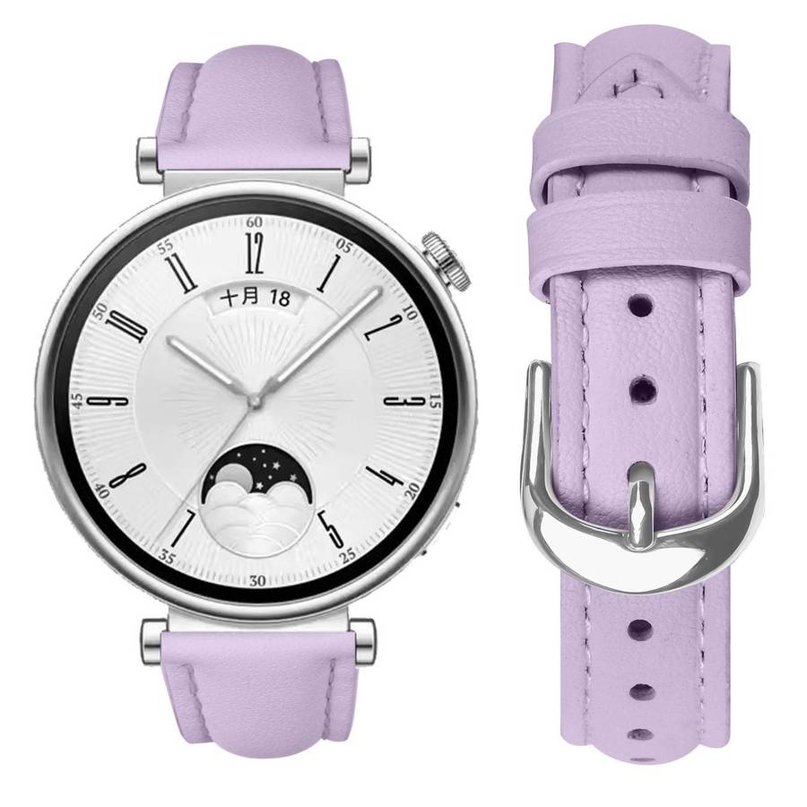 18mm Slim Genuine Leather Watch Band(Light Purple)