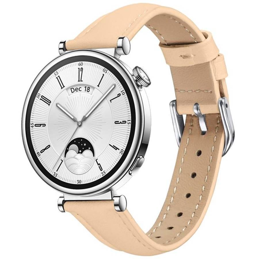 18mm Slim Genuine Leather Watch Band(Camel)