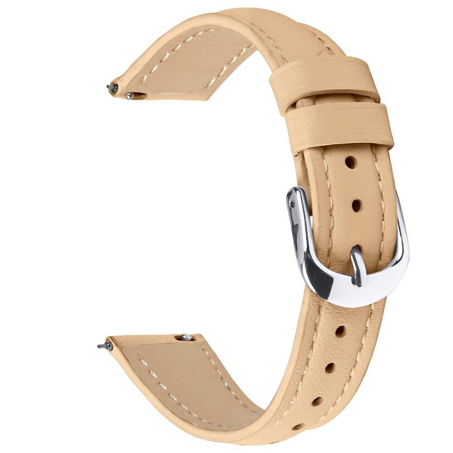 18mm Slim Genuine Leather Watch Band(Camel)