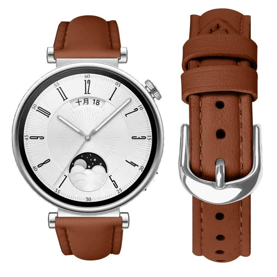 18mm Slim Genuine Leather Watch Band(Brown)