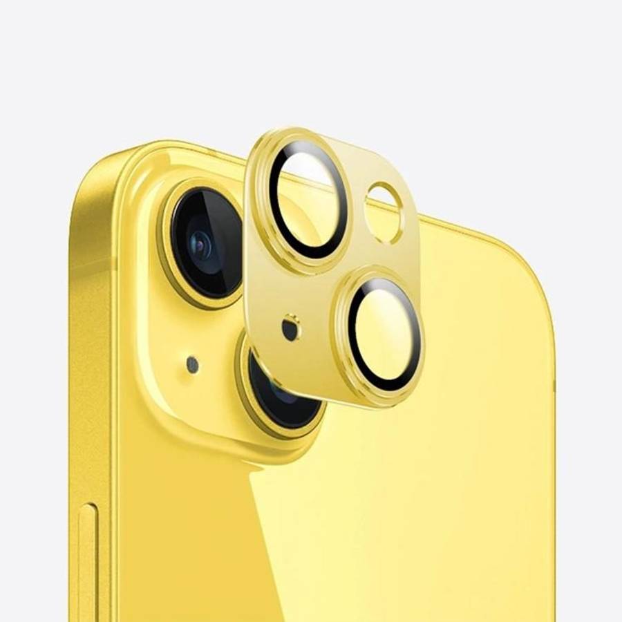 For iPhone 15 Kalebol Precise Alignment Stepped Eagle Eye Metal Lens Film(Yellow)