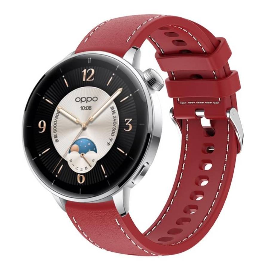 18mm Stitched Silicone Watch Band(Wine Red)