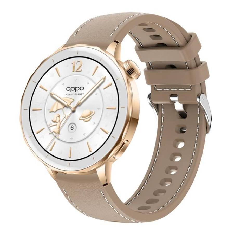 18mm Stitched Silicone Watch Band(Desert Silver)