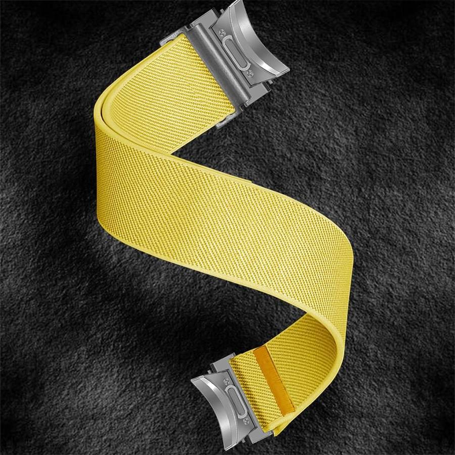 For Samsung Galaxy Watch FE / 7 / 6 / 5 / 4 Adjustable Single Loop Elastic Nylon Watc ... (Yellow)