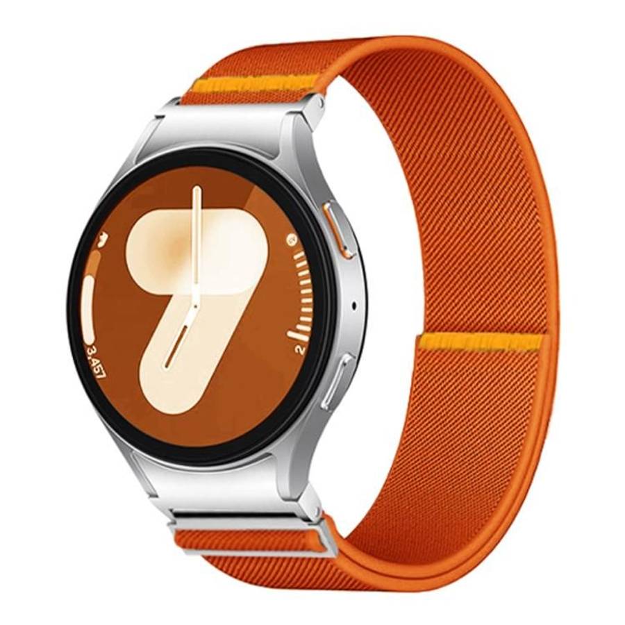 For Samsung Galaxy Watch FE / 7 / 6 / 5 / 4 Adjustable Single Loop Elastic Nylon Watc ... (Orange)