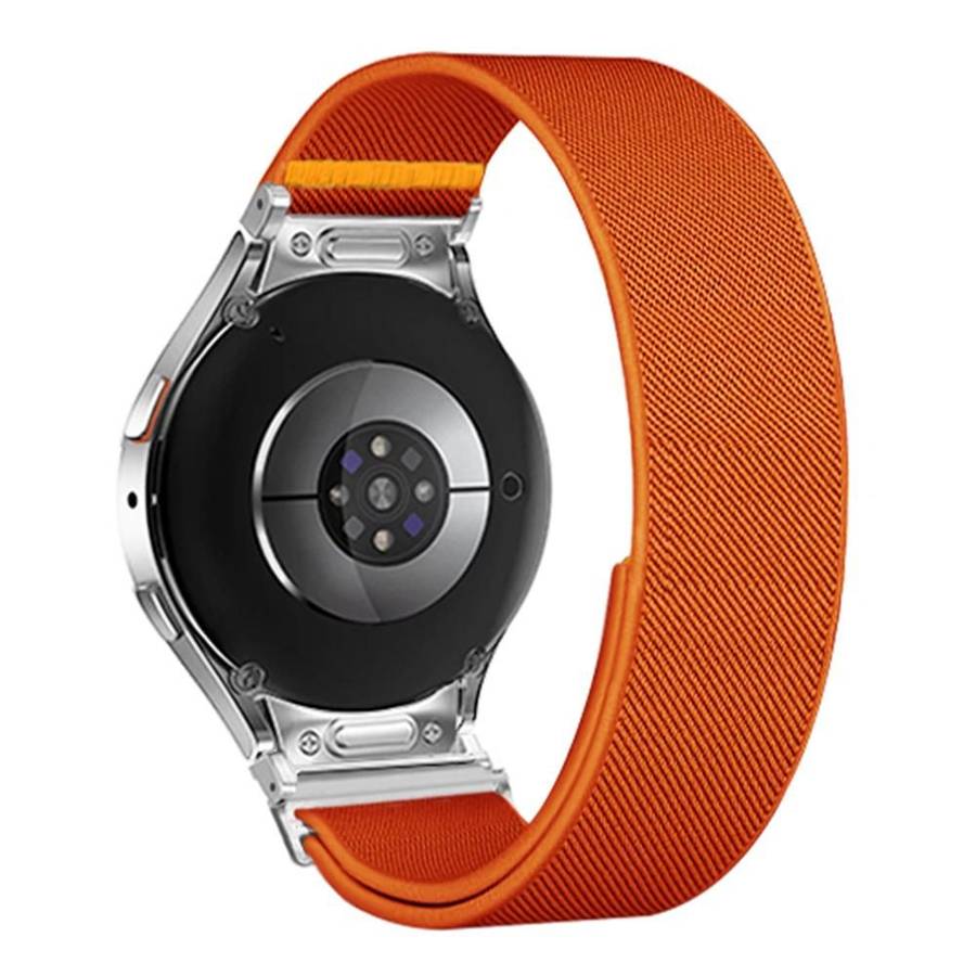 For Samsung Galaxy Watch FE / 7 / 6 / 5 / 4 Adjustable Single Loop Elastic Nylon Watc ... (Orange)