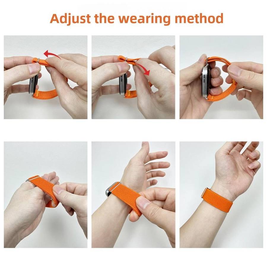 For Samsung Galaxy Watch FE / 7 / 6 / 5 / 4 Adjustable Single Loop Elastic Nylon Watc ... (Orange)