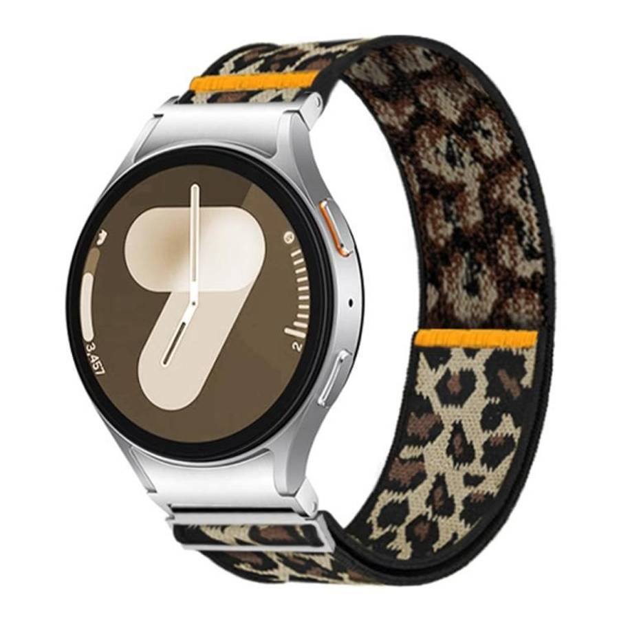 For Samsung Galaxy Watch FE / 7 / 6 / 5 / 4 Adjustable Single Loop Elastic Nyl ... (Leopard Print)