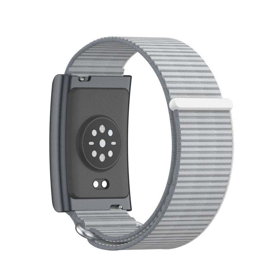 For Amazfit Helio Strap Metal Ring Two Sections Nylon Hook and Loop Fastener Watch Band(Dome Gray)