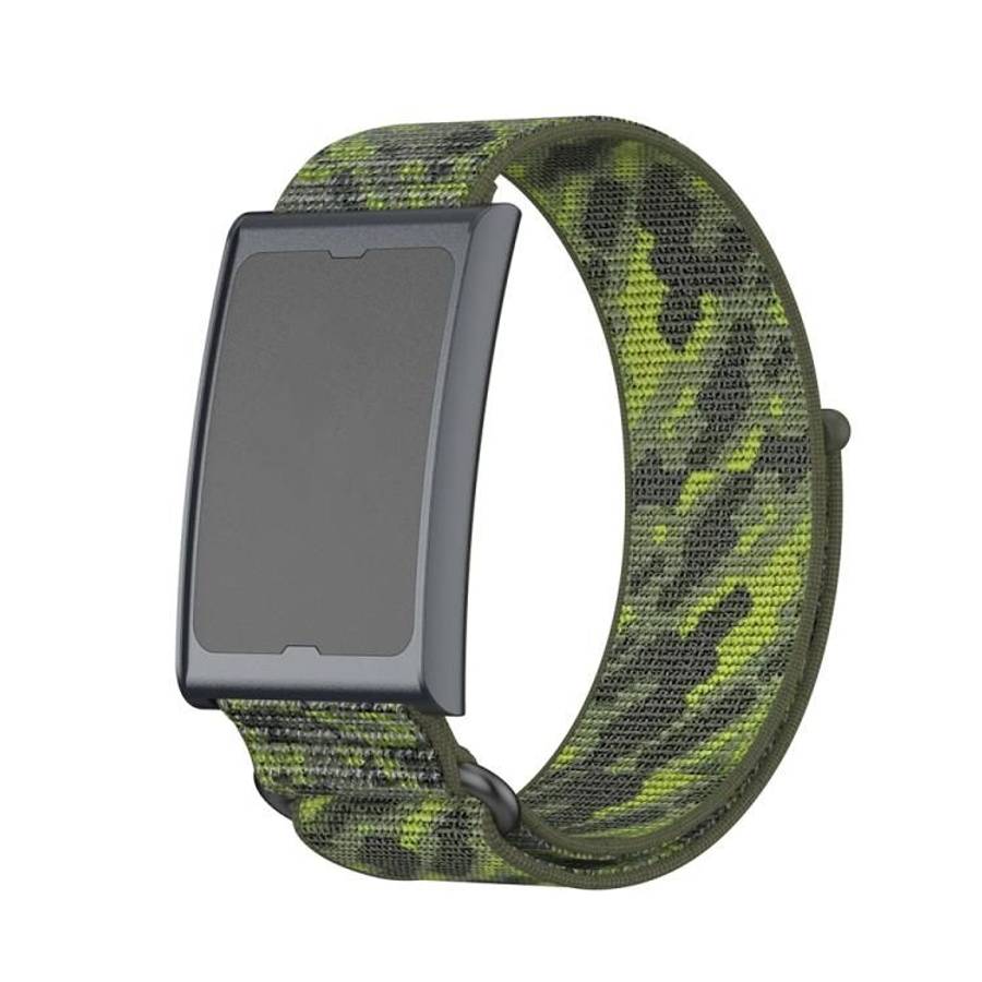 For Amazfit Helio Strap Metal Ring Two Sections Nylon Hook and Loop Fastene ... (Camouflage Green)