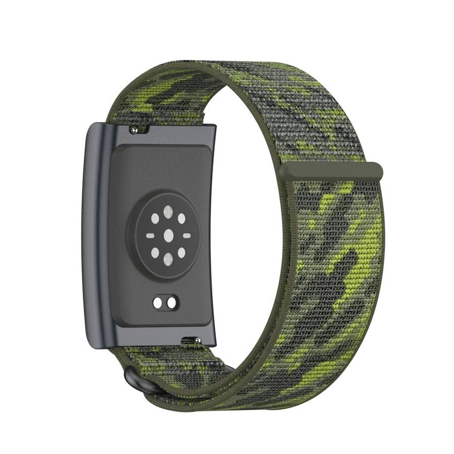 For Amazfit Helio Strap Metal Ring Two Sections Nylon Hook and Loop Fastene ... (Camouflage Green)