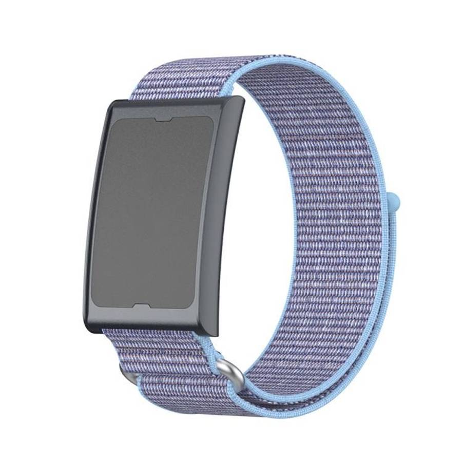 For Amazfit Helio Strap Metal Ring Two Sections Nylon Hook and Loop Fastener Watc ... (Azure Blue)