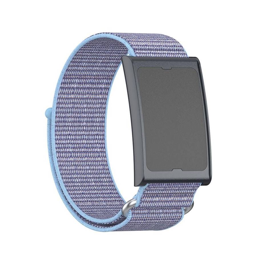For Amazfit Helio Strap Metal Ring Two Sections Nylon Hook and Loop Fastener Watc ... (Azure Blue)