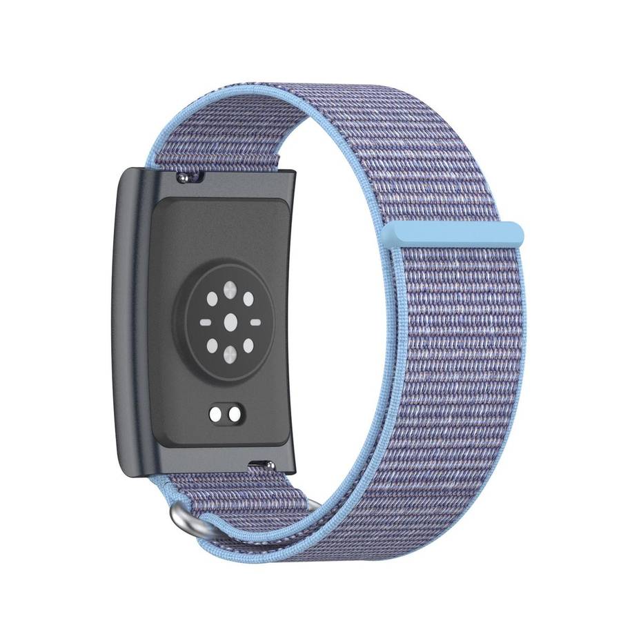 For Amazfit Helio Strap Metal Ring Two Sections Nylon Hook and Loop Fastener Watc ... (Azure Blue)