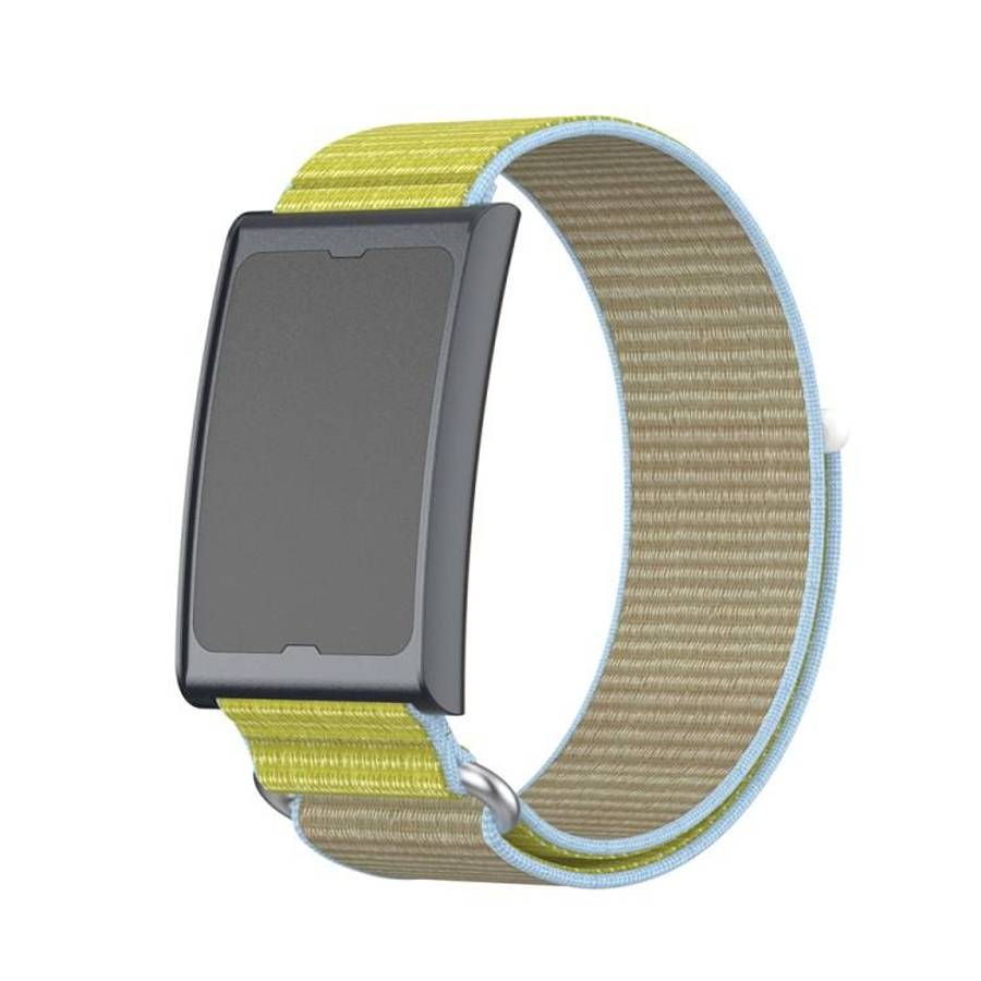 For Amazfit Helio Strap Metal Ring Two Sections Nylon Hook and Loop Fastener Watch Band(Camel)