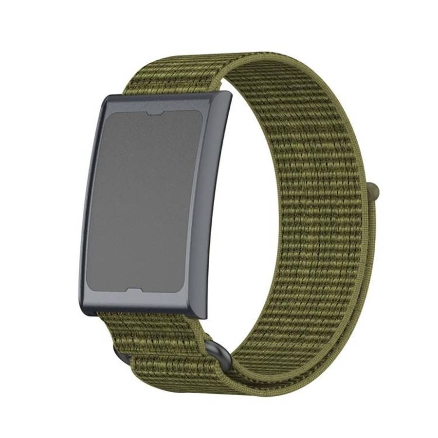 For Amazfit Helio Strap Metal Ring Two Sections Nylon Hook and Loop Fastener Wat ... (Olive Green)