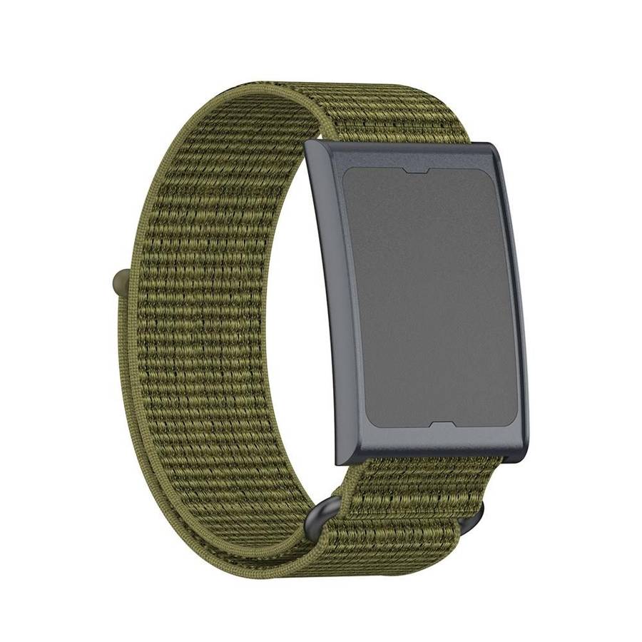 For Amazfit Helio Strap Metal Ring Two Sections Nylon Hook and Loop Fastener Wat ... (Olive Green)