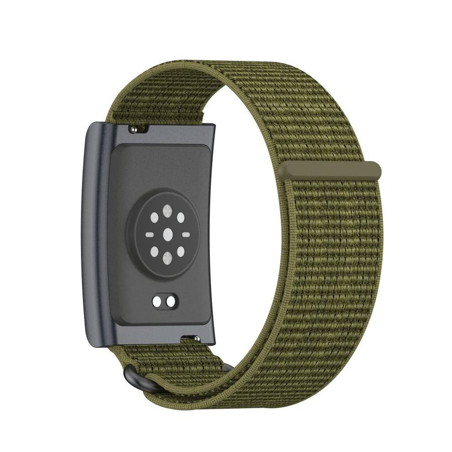 For Amazfit Helio Strap Metal Ring Two Sections Nylon Hook and Loop Fastener Wat ... (Olive Green)
