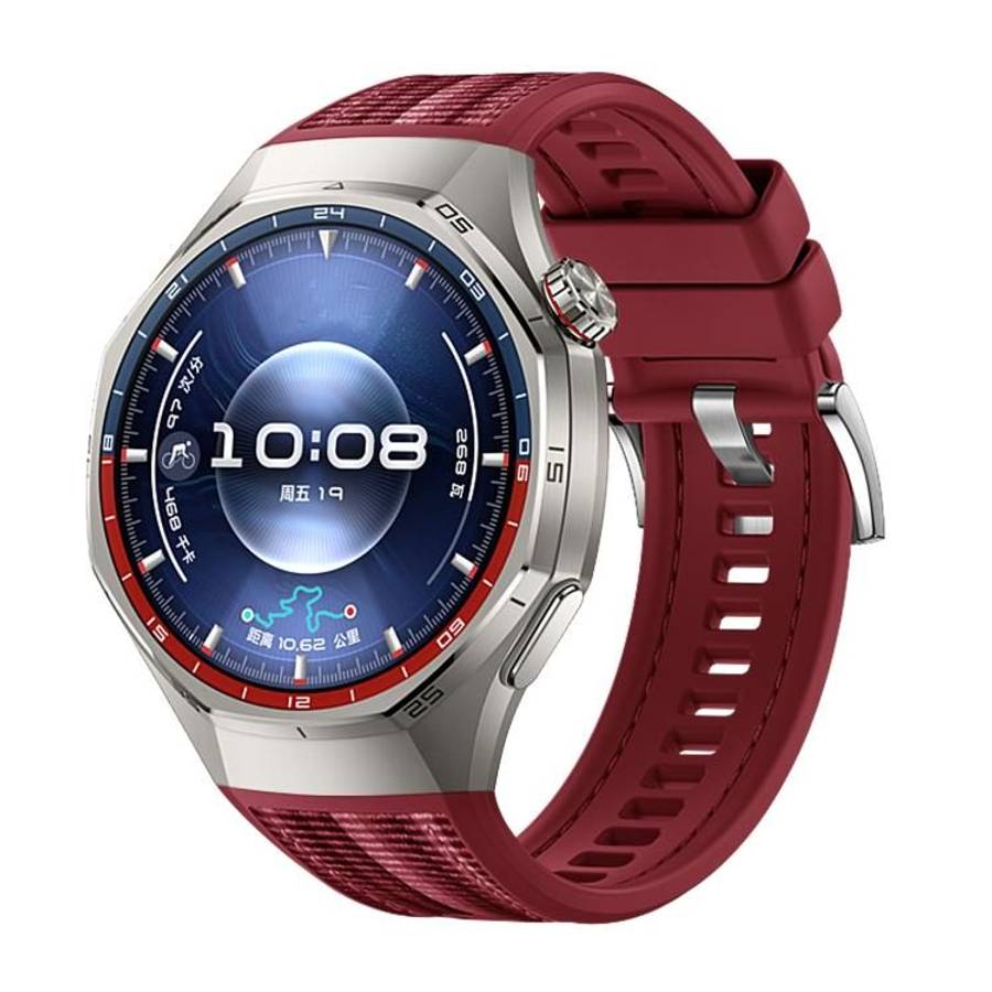 For Huawei Watch GT 6 Pro Quick Release Buckle Hybrid Nylon Braid Silicone Watch Band(Red)