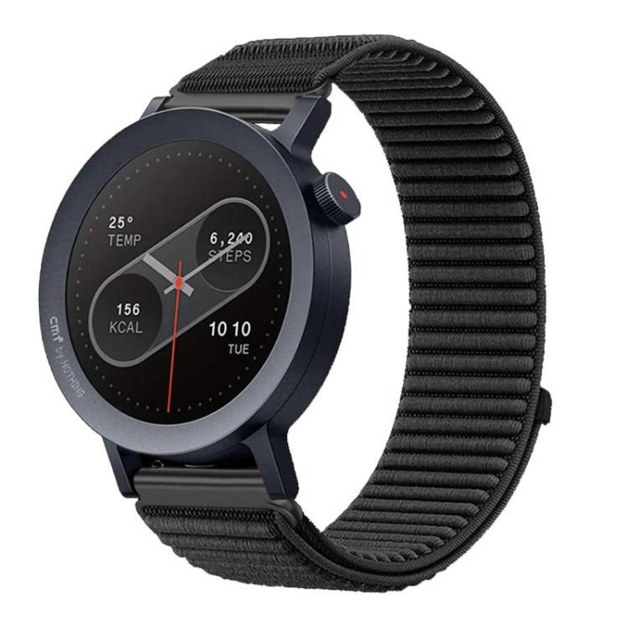 For Nothing CMF Watch 3 Pro Woven Nylon Hook And Loop Fastener Metal Interface Watch Band(Black)