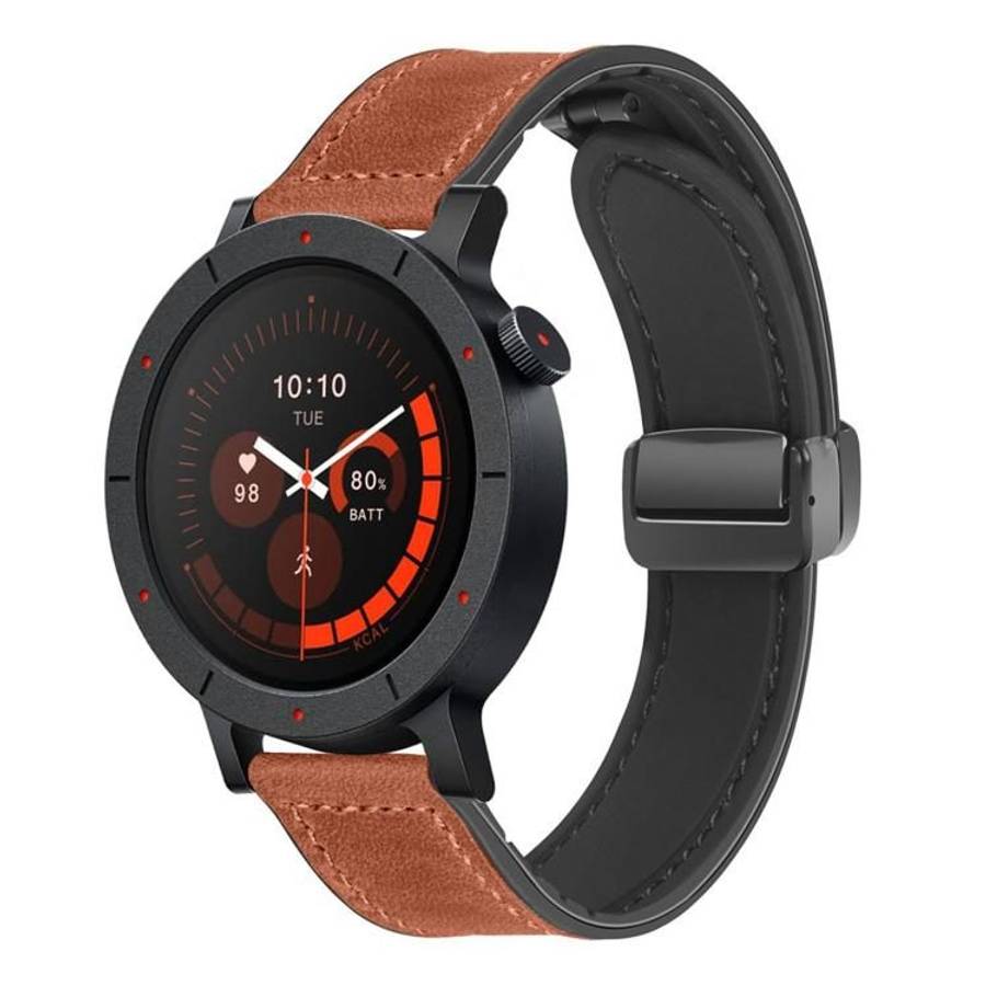 For Nothing CMF Watch 3 Pro Folding Magnetic Buckle Silicone Leather Watch Band(Brown)