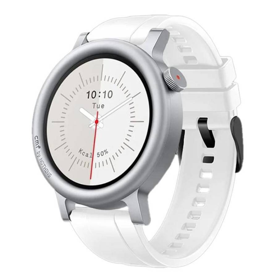 For Nothing CMF Watch 3 Pro Black Buckle Solid Color Silicone Watch Band(White)