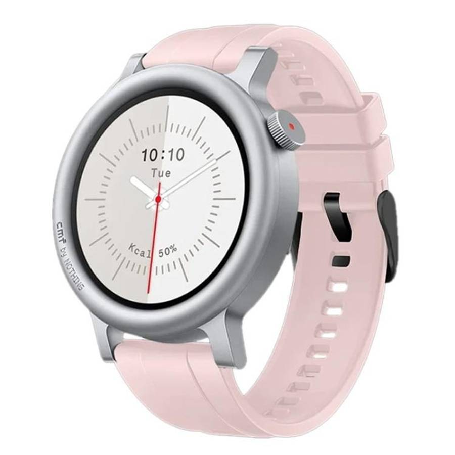 For Nothing CMF Watch 3 Pro Black Buckle Solid Color Silicone Watch Band(Sand Pink)