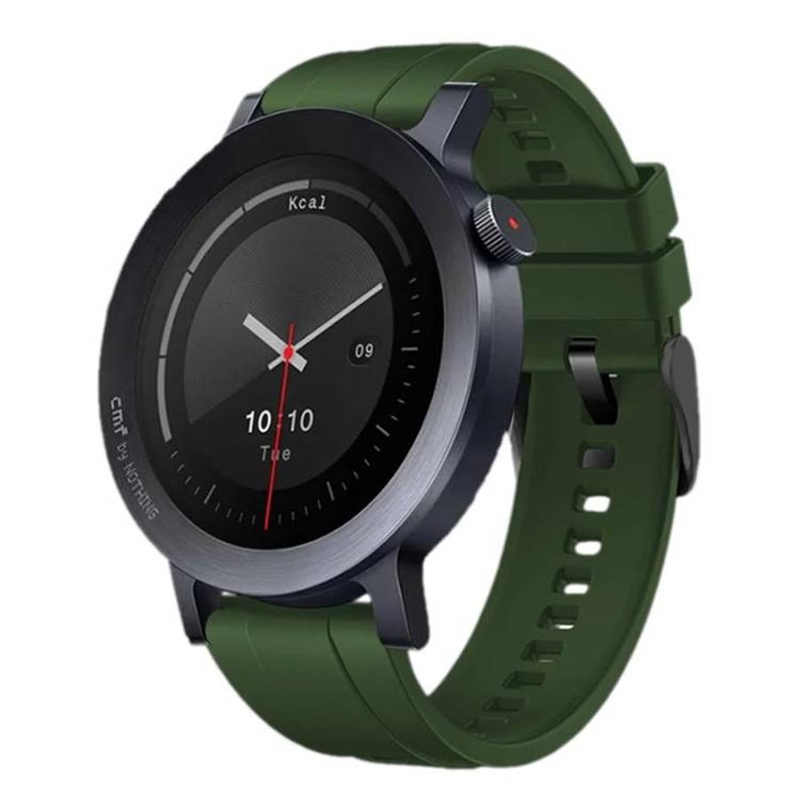 For Nothing CMF Watch 3 Pro Black Buckle Solid Color Silicone Watch Band(Green)