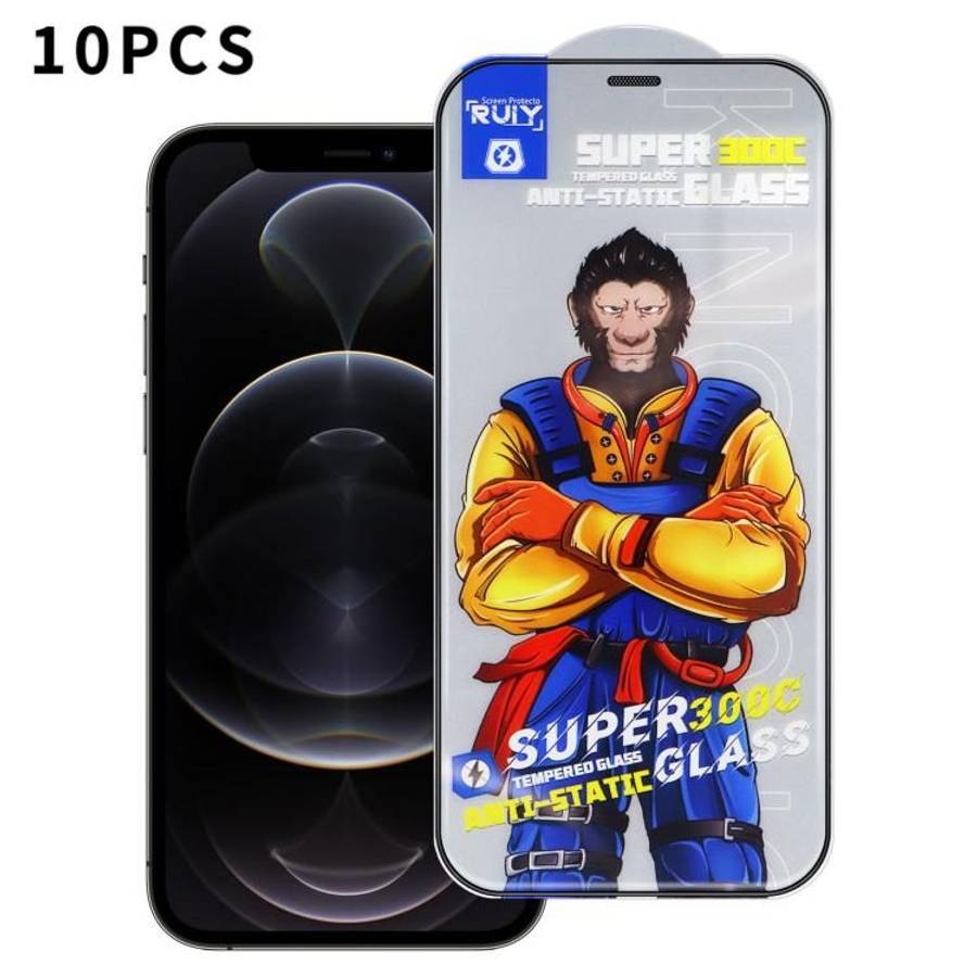 For iPhone 12 Pro Max 10pcs Armor 300C Ultra-Curved Anti-Static Anti-Dust Silk-Screened HD Tempere