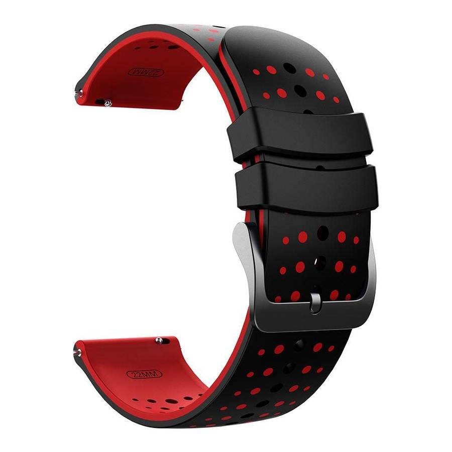 22mm Starry Sky Two Color Silicone Watch Band(Black Red)