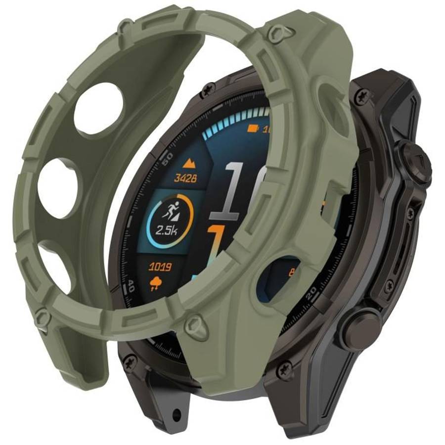 For Garmin Fenix 8 Pro 47mm AMOLED Armor Hollow TPU Half Coverage Watch Protect ... (Juugle Green)