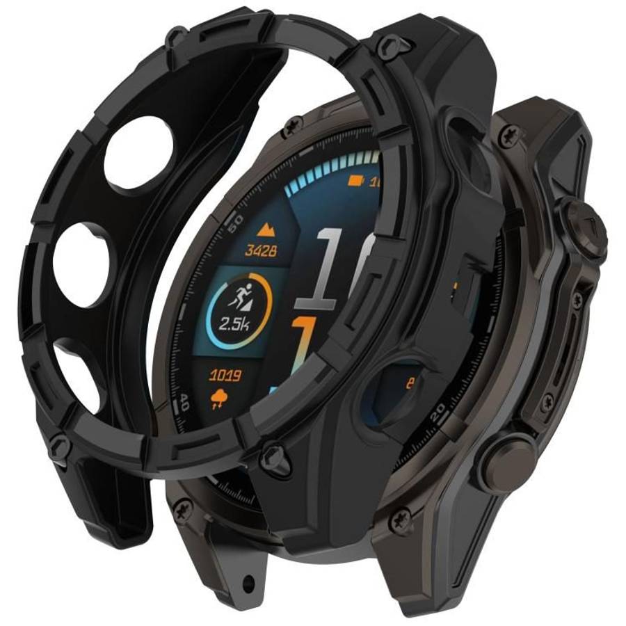 For Garmin Fenix 8 Pro 47mm AMOLED Armor Hollow TPU Half Coverage Watch Protective Cover(Black)