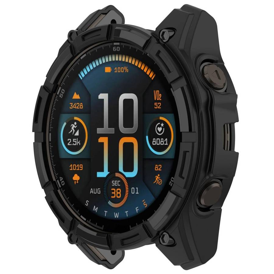 For Garmin Fenix 8 Pro 47mm AMOLED Armor Hollow TPU Half Coverage Watch Protective Cover(Black)