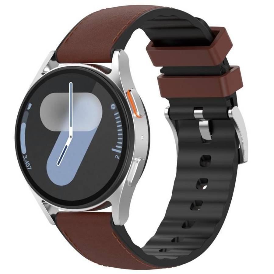 20mm Silicone Hybrid Leather Quick Release Watch Band(Dark Brown)