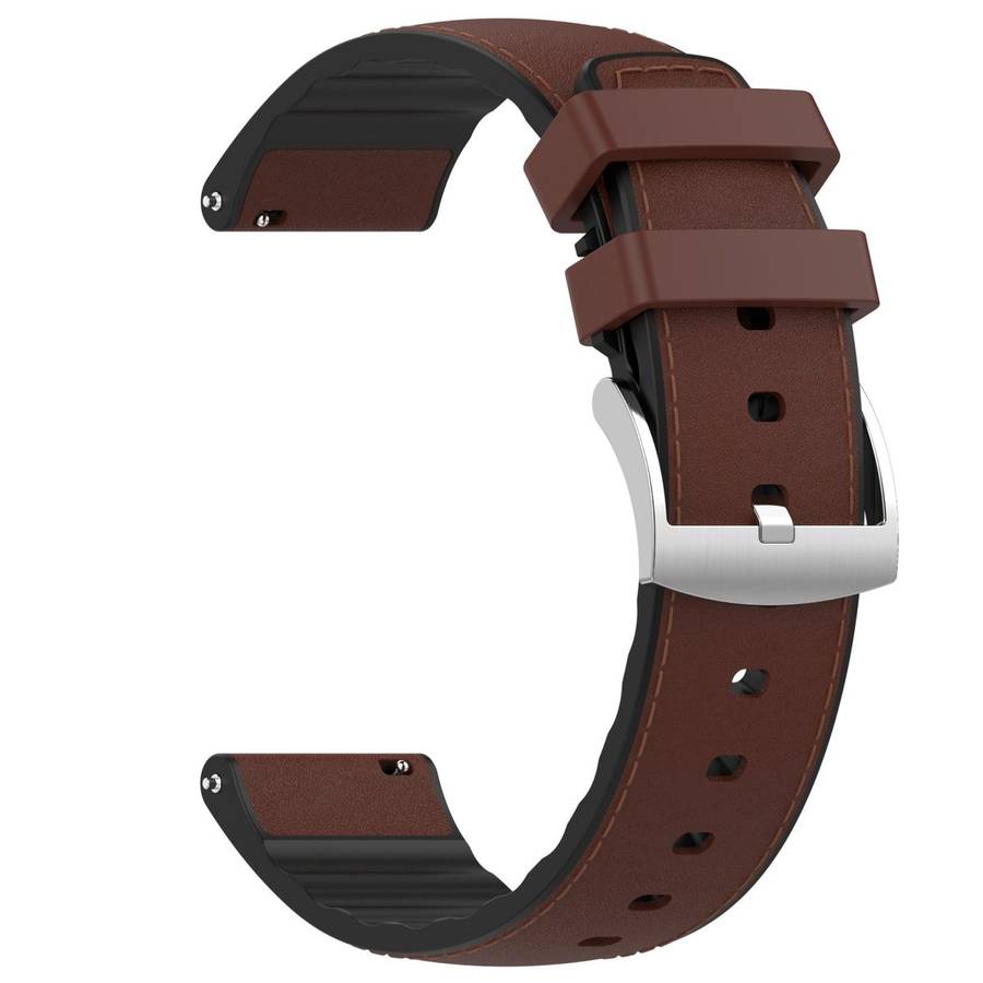 20mm Silicone Hybrid Leather Quick Release Watch Band(Dark Brown)