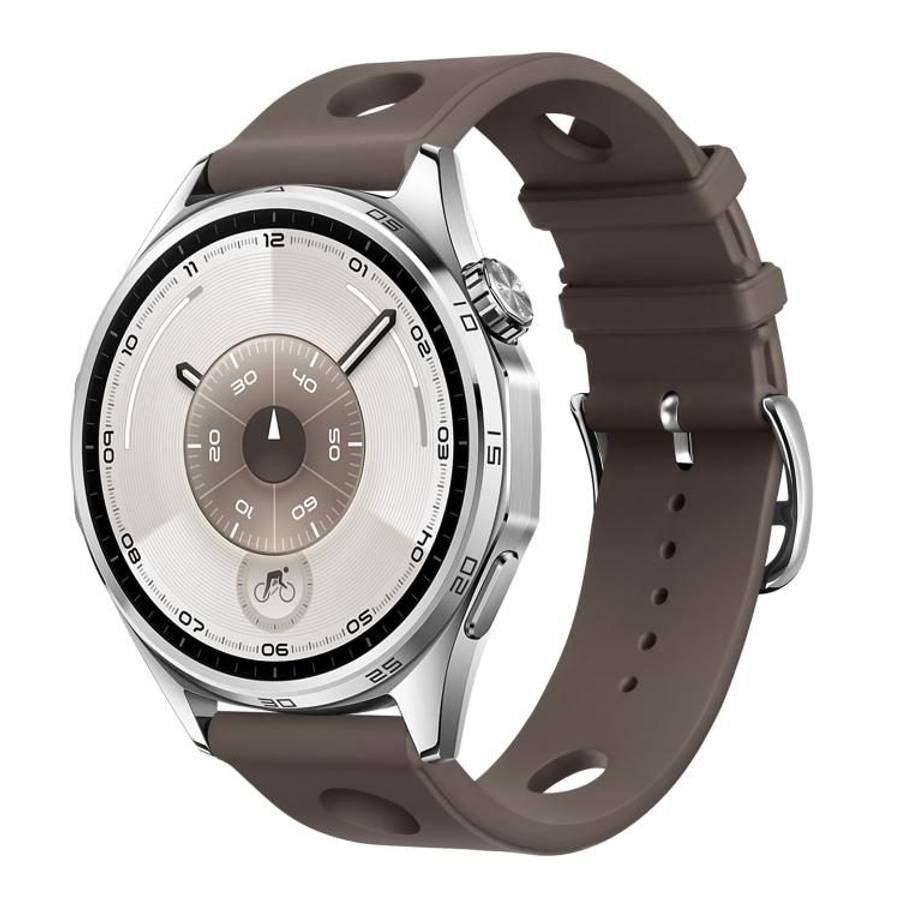 18mm Ladder Buckle Solid Color Holes Silicone Watch Band(Titanium Grey)