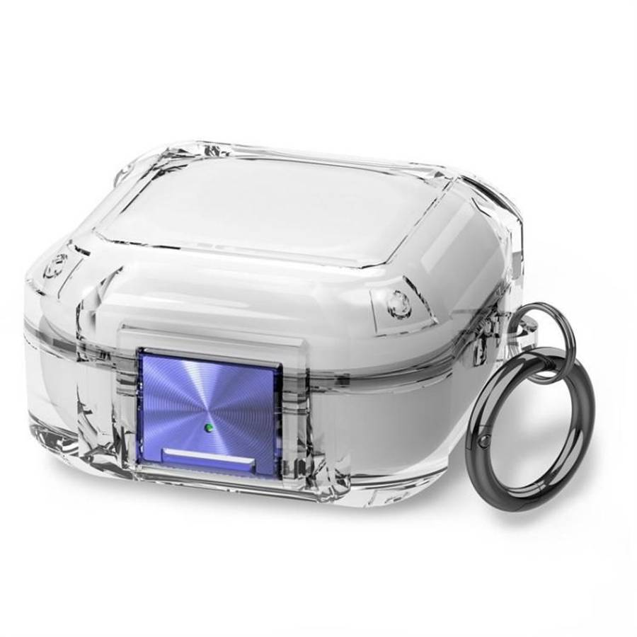 For Galaxy Buds Live / Pro / 2 / 2 Pro / FE Four Corner Air Bag Shockproo ... (Transparent + Blue)