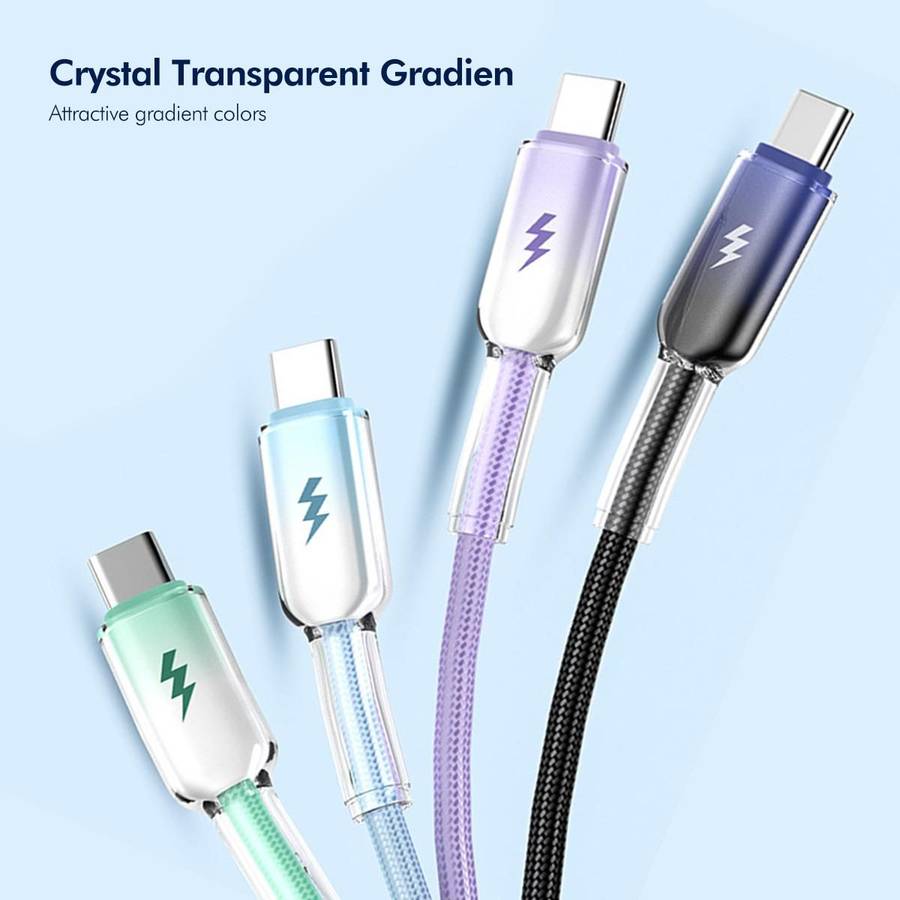 ENKAY 60W USB to Type-C Gradient Color Nylon Braided Fast Charging Data Cable, Length:1m(Purple)