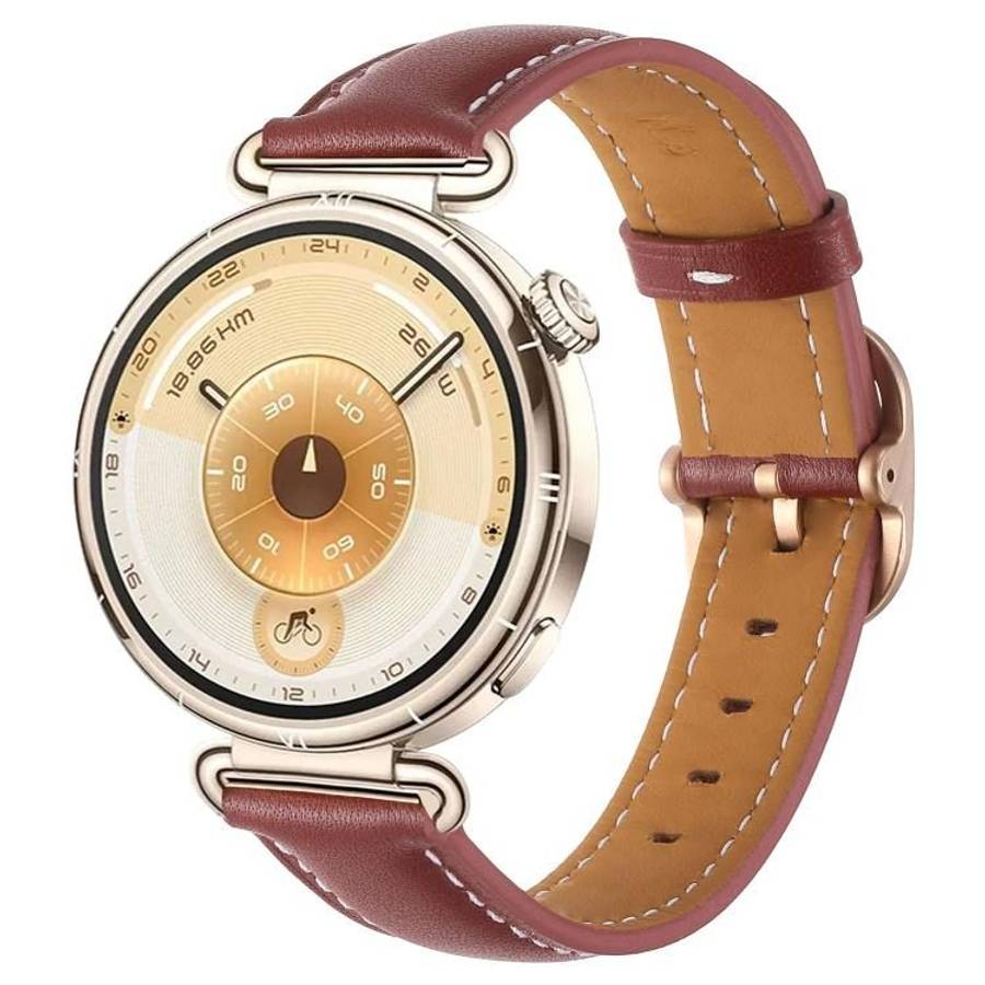 18mm Square Buckle Plain Weave Leather Watch Band(Wine Red)