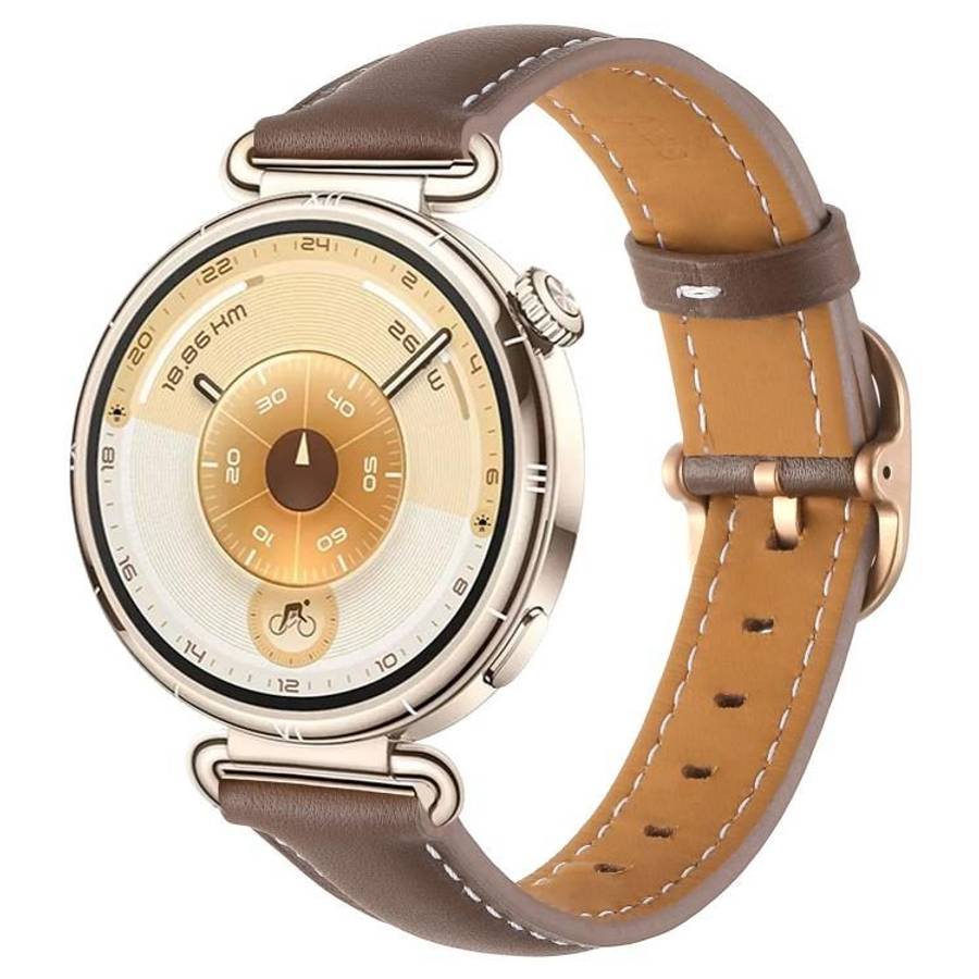 18mm Square Buckle Plain Weave Leather Watch Band(Brown)