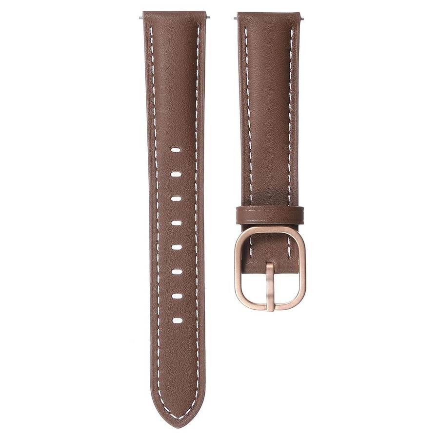 18mm Square Buckle Plain Weave Leather Watch Band(Brown)