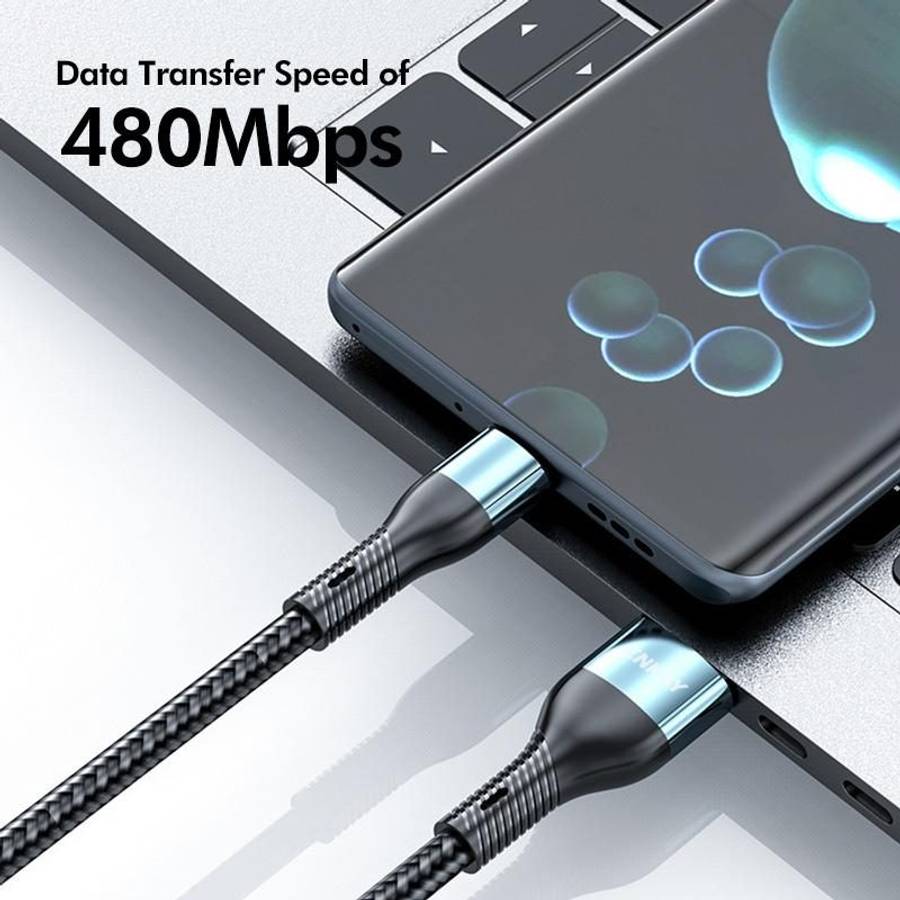 ENKAY 3-in-1 120W USB to 8 Pin / Type-C / Micro USB Nylon Braided Fast Charging Cable, Length: 1.2
