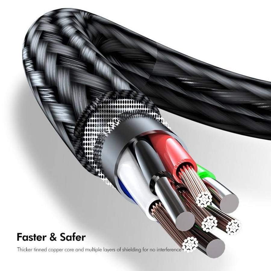 ENKAY 3-in-1 120W USB to 8 Pin / Type-C / Micro USB Nylon Braided Fast Charging Cable, Length: 1.2