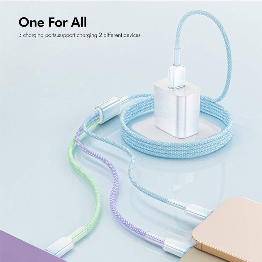 ENKAY 120W USB to Dual Type-C  8 Pin Nylon Braided Fast Charging Cable, Length: 1.2m