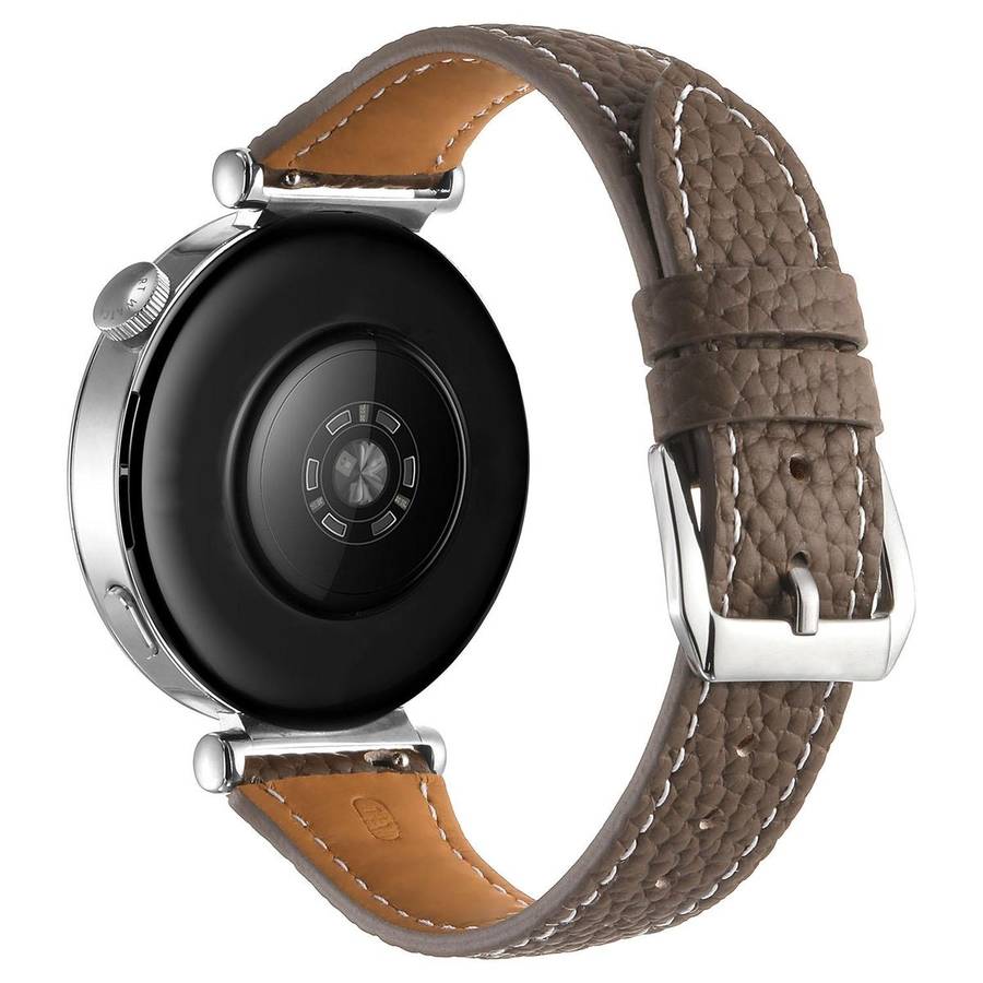18mm Lychee Texture Pin Buckle Leather Watch Band(Taupe)