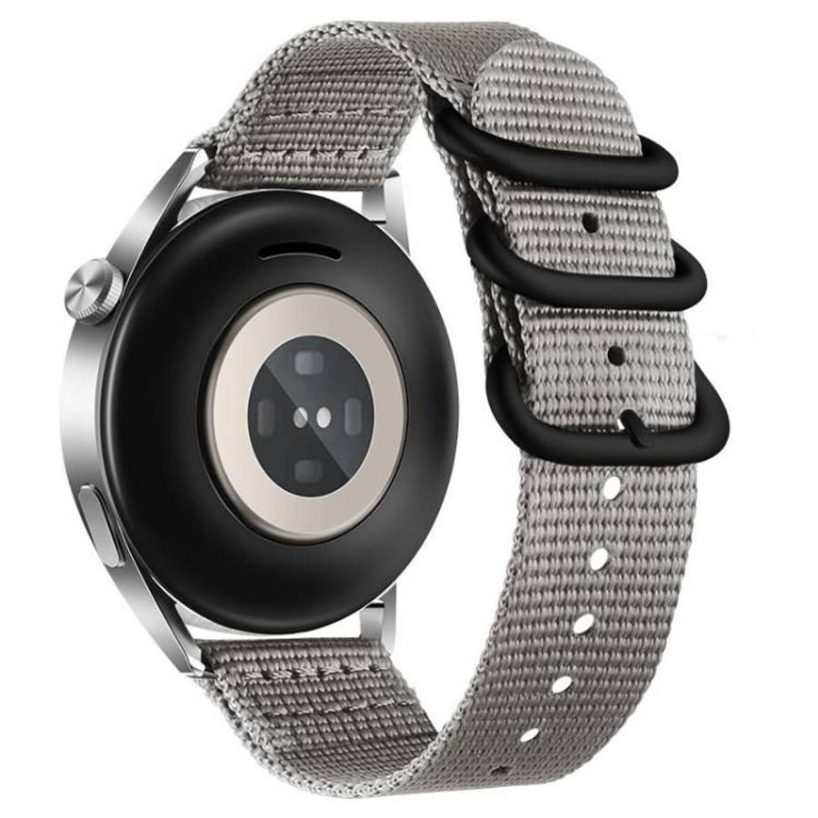 18mm Dual Ring Black Buckle Single Color Nylon Watch Band(Grey)
