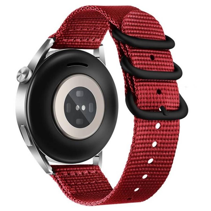 18mm Dual Ring Black Buckle Single Color Nylon Watch Band(Red)