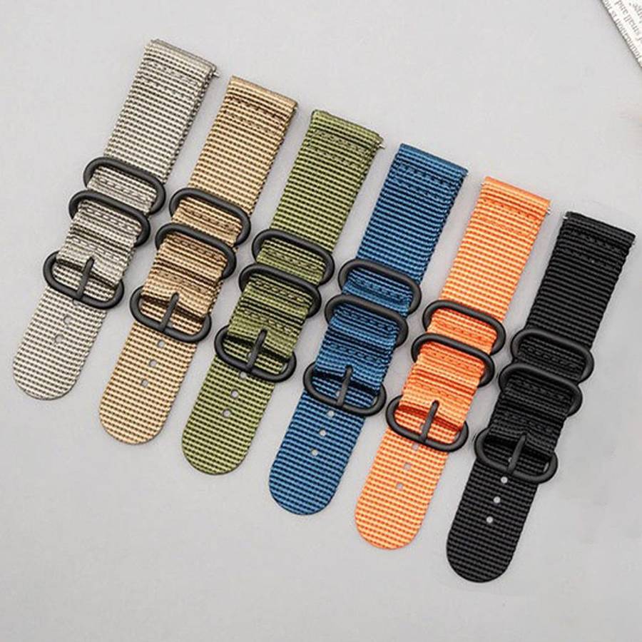 18mm Dual Ring Black Buckle Single Color Nylon Watch Band(Red)