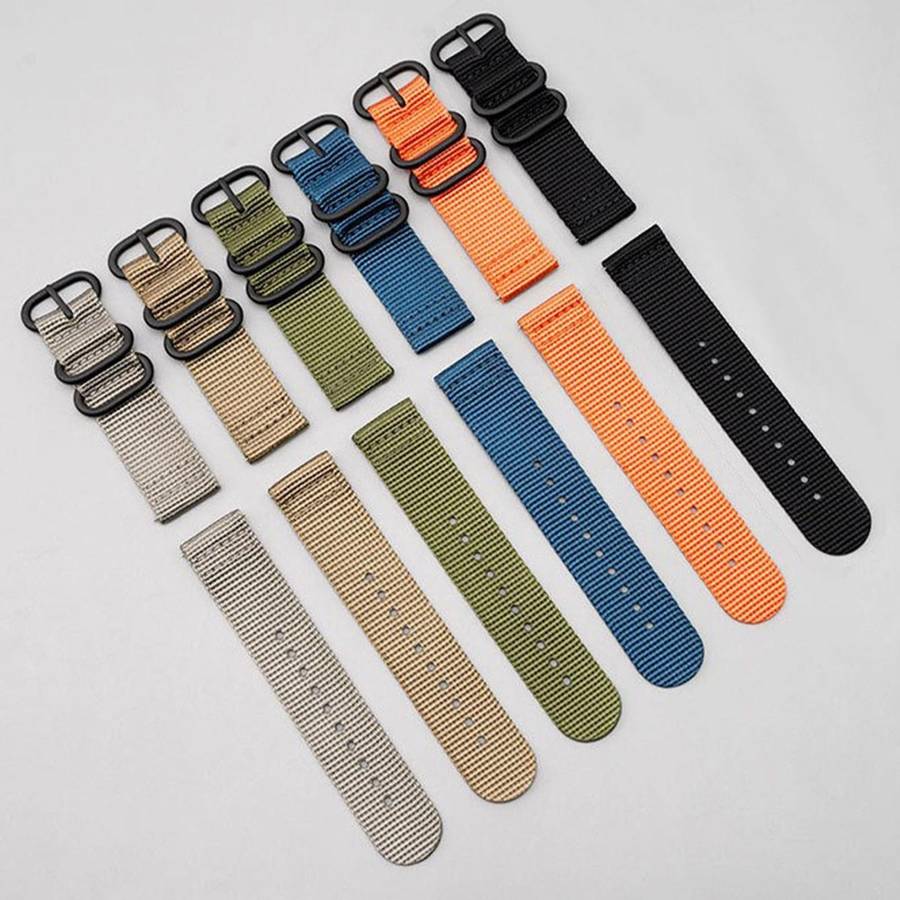 18mm Dual Ring Black Buckle Single Color Nylon Watch Band(Red)