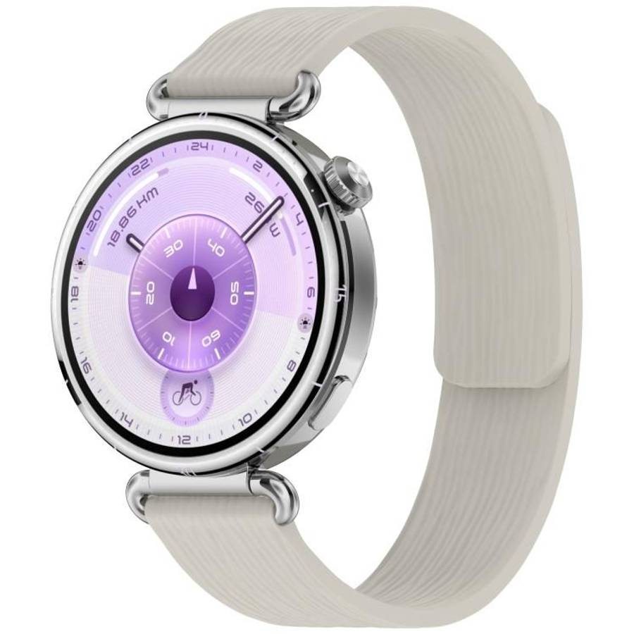 18mm Striped Soft Magnetic Silicone Watch Band(Gray)